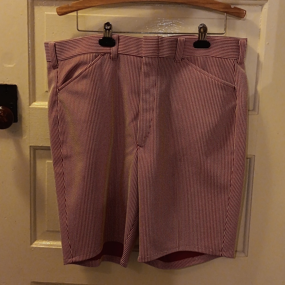 Men's vintage red white stripped shorts 38 Sears